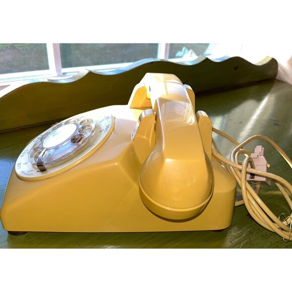 Vtg Western Electric Bell Telephone Yellow Retro Rotary Phone Working Appliances - Picture 2 of 10